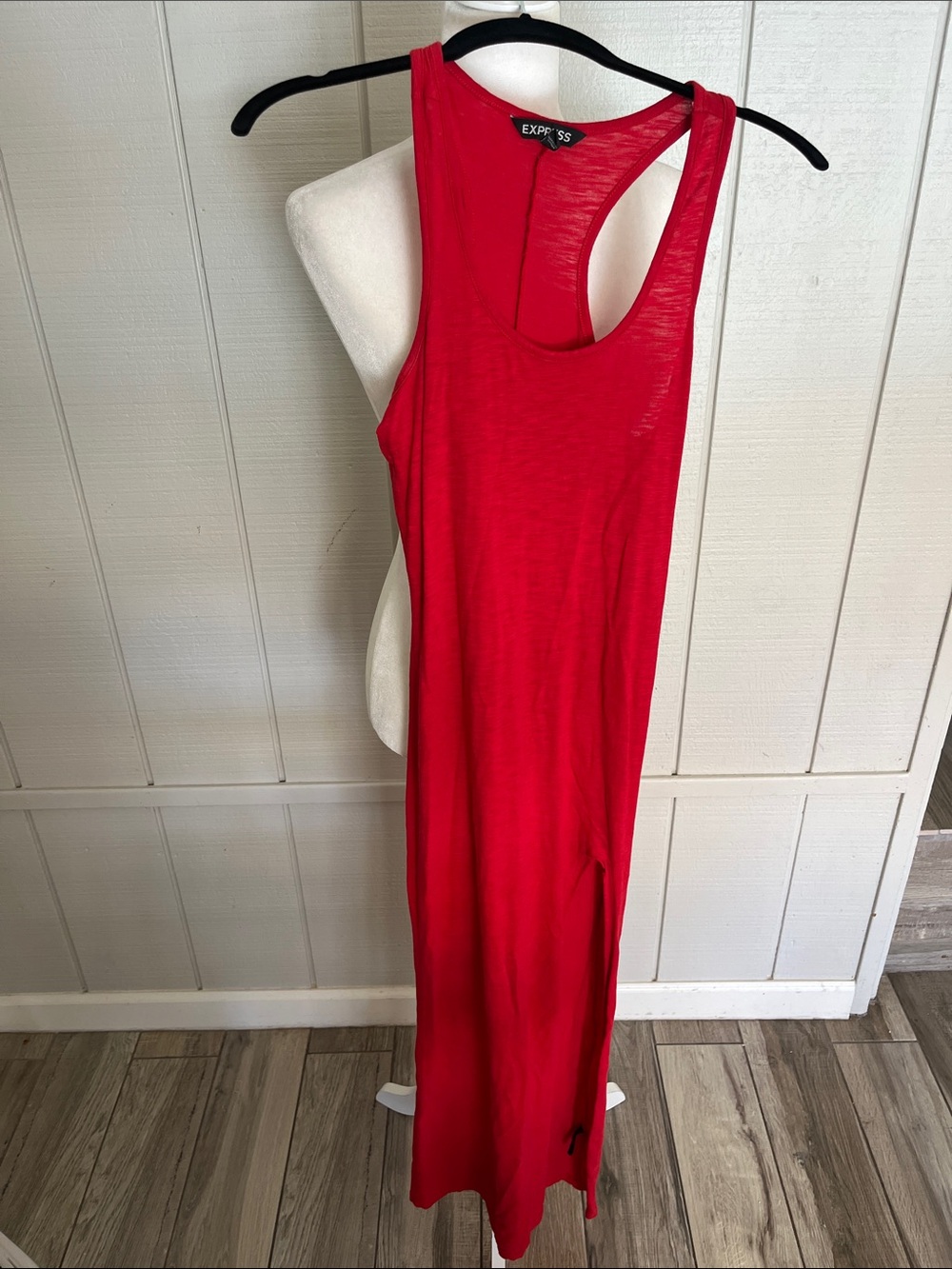 EXPRESS Red Racerback Maxi Dress with Side Slit